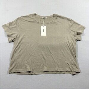 Buck Mason Womens Beige Oyster Venice Wash Pima Cropped T-shirt Tee Sz L NWT